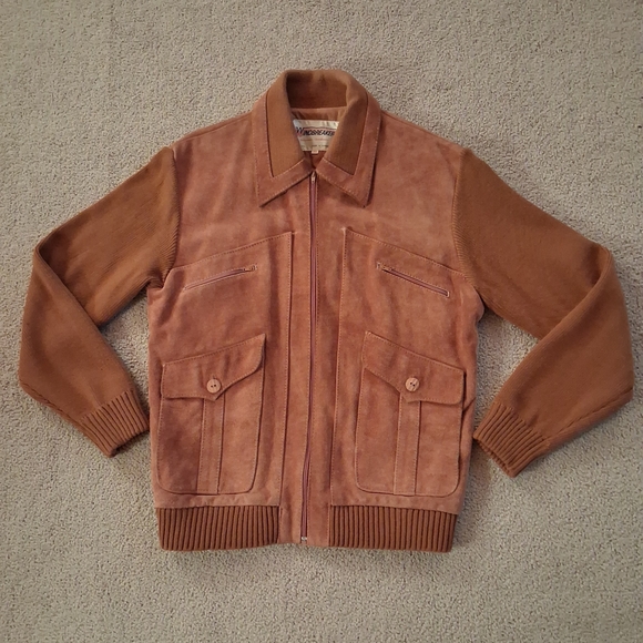 Windbreaker Other - SOLD Vintage WINDBREAKER Suede Knit Bomber Jacket - 100% Cow Hide